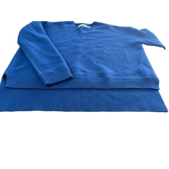 Tory Sport Womens Pullover Crewneck Sweater Rib Trim Knit Blue High Low Medium - Picture 12 of 16